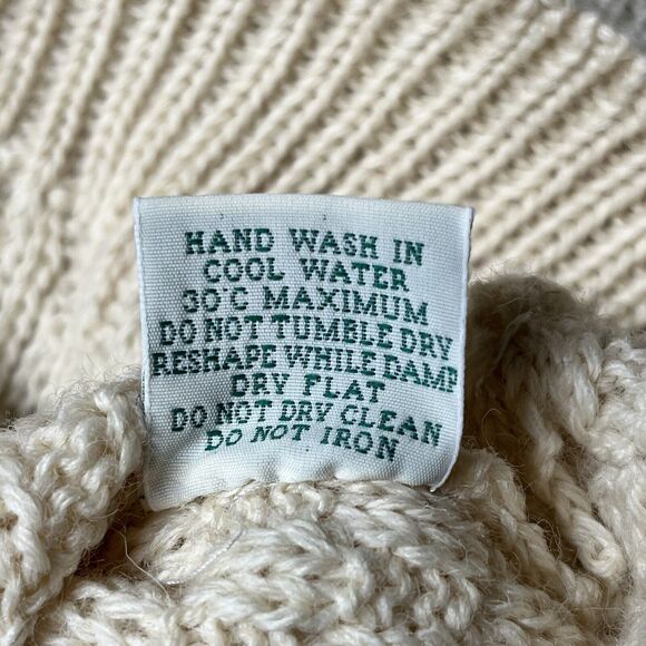 Blarney Woollen Mills Ireland Womens XL XXL Knit Wool Cardigan Sweater Cream - Picture 12 of 12